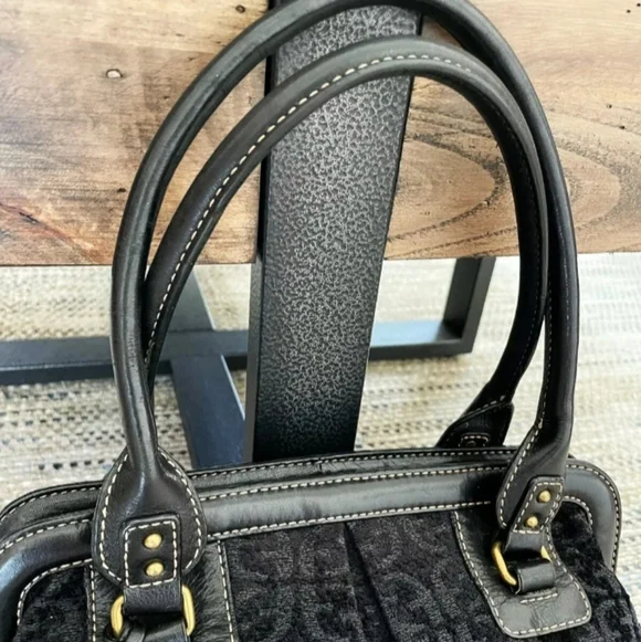 Fossil Black Velour Satchel Tote Limited Edition Bag
